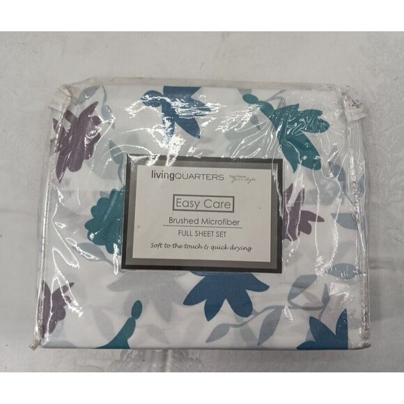 LivingQuarters Other - Living Quarters Easy Care Brushed Microfiber Full Sheet Set - "Petals" Floral